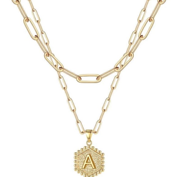 Gold Monogram Stacking Necklace - Picture 1 of 5